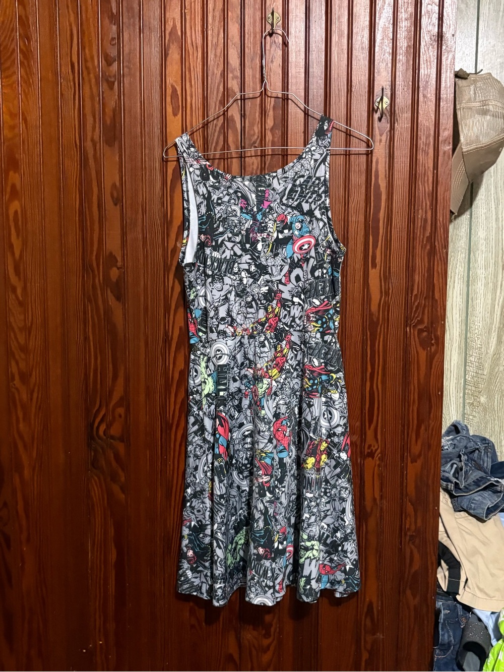 Graphic Marvel Fit & Flare Dress - Black Multicolor